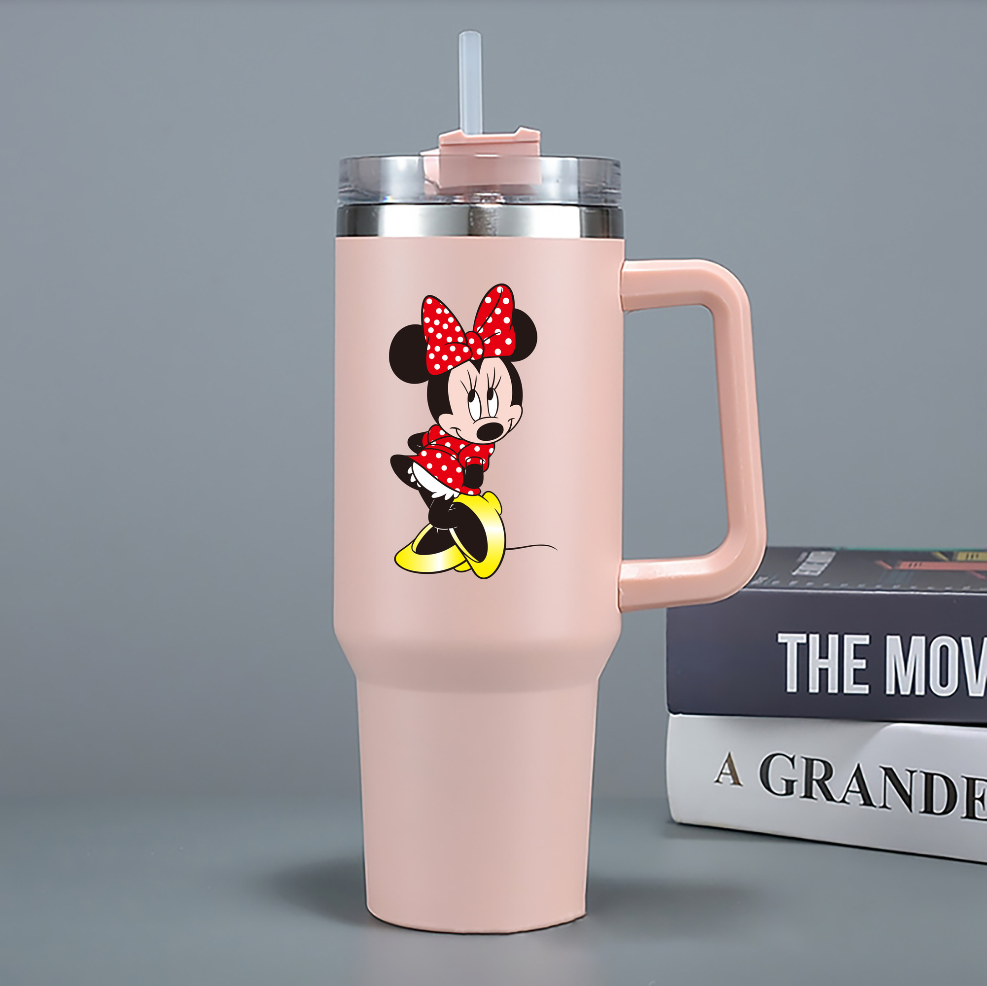 （画像用） ミッキーマウス Mickey Mouse 1200mL車用タンブラー - クリスタルステッカー（プラスチックストロー付き）